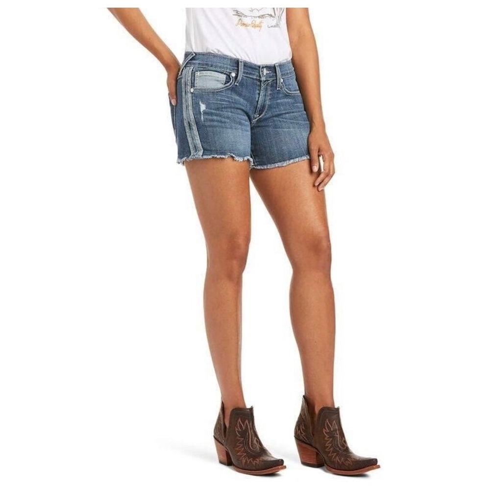 Ariat® Ladies Boyfriend Side Stripe 5" Stryker Blue Jean Shorts New 28 Reg